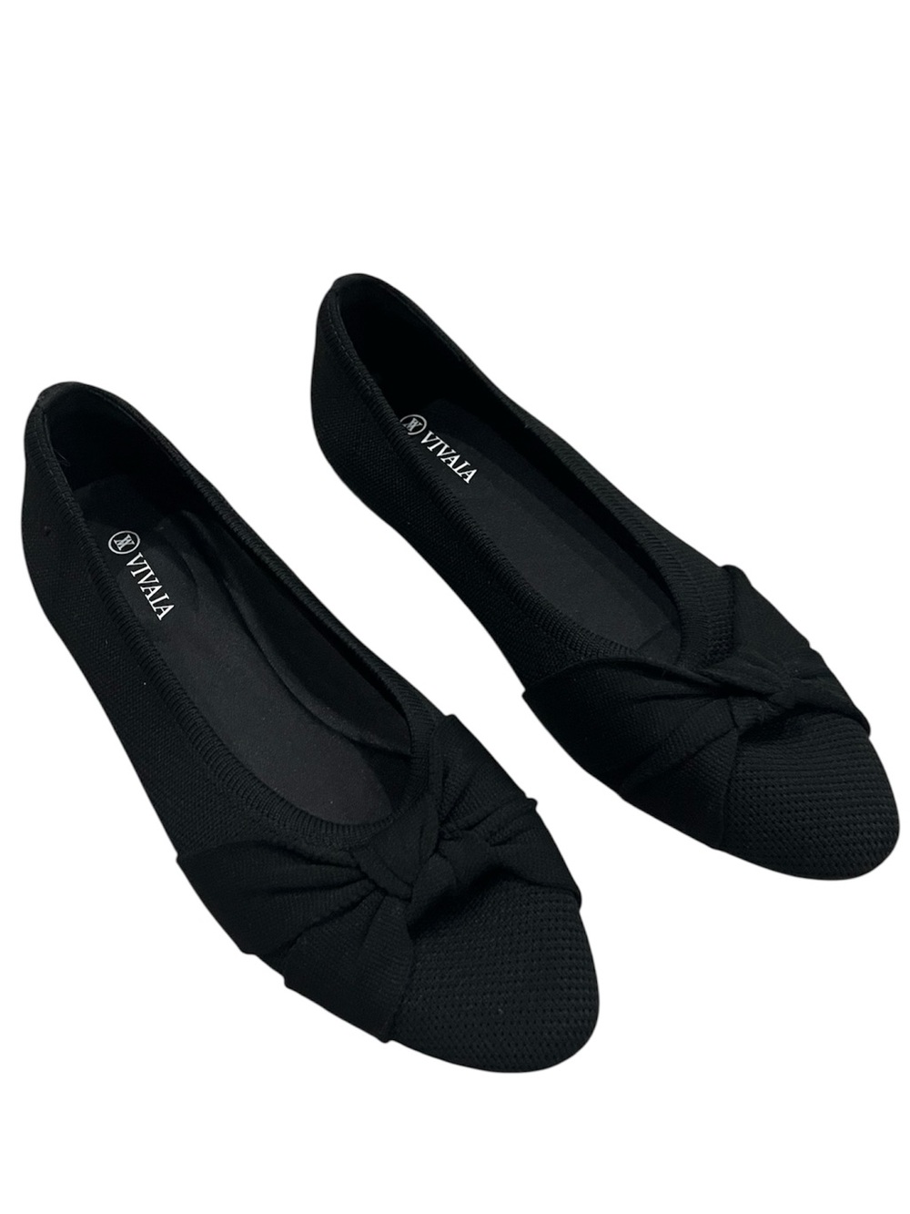 VIVAIA Bibi Black Almond Toe Knotted Knit Flats Shoe Knit EU 40 New NWOB Comfort